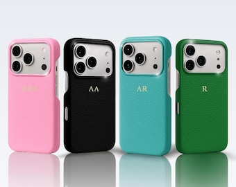 Personalised Leather iPhone Case, 17 Pro Max case, 17 Pro, 17, 17 Air, iPhone 16 Pro Max, 16 Pro, 16, Custom phone case, Monogram Initials