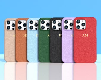 Personalised Leather iPhone Case Custom Gifts Custom Phone Case Initials Monogram iPhone 13 13 Pro Max 13 Pro 13 mini iPhone 14 14 Pro Max