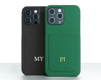 Personalised Genuine Leather Phone case with Card Holder Slot iPhone 13 Pro Max 13 Pro 13 Mini - 12 Pro 12 Pro Max 12 mini