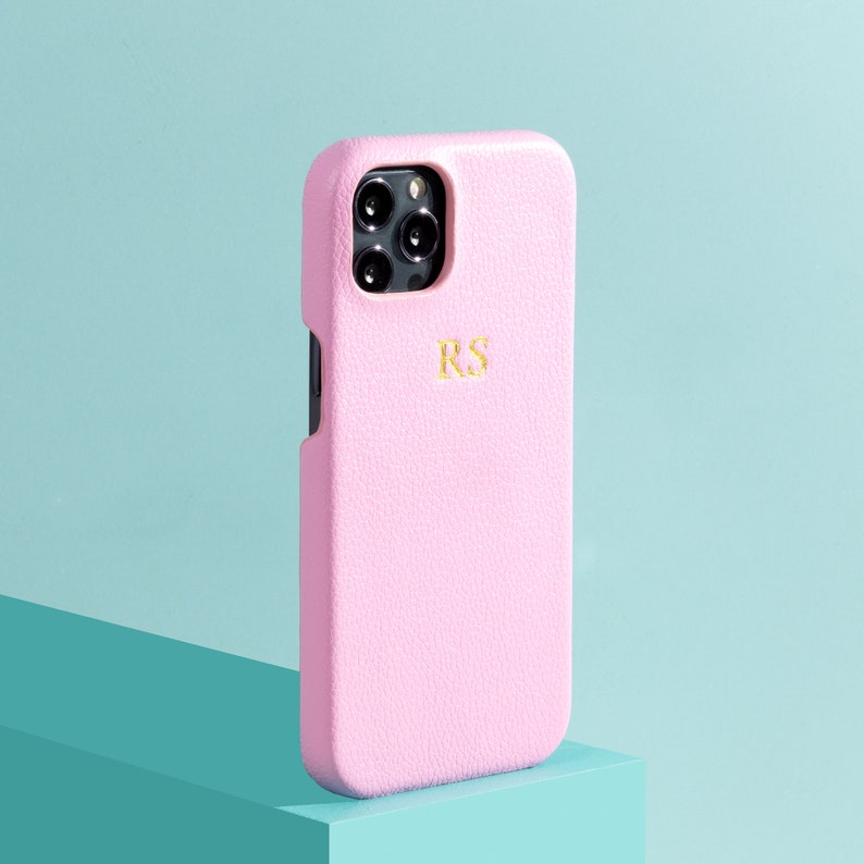 Personalisierte rosa Handyhülle, Leder Handyhülle, benutzerdefinierte iPhone Hülle, iPhone 15 Hülle, 15 plus, 14 Pro Max, 13 mini, 12 Bild 7