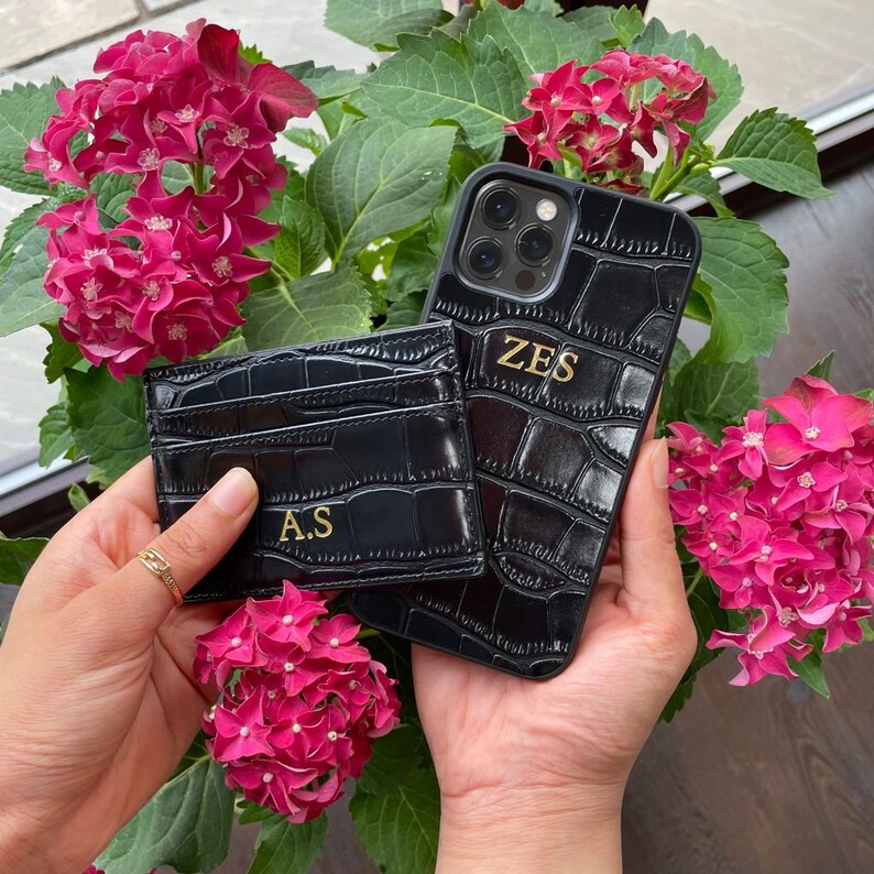 Iphone 11 12 13 X XS Case Croc Leather Case Personalised Emboss Foil