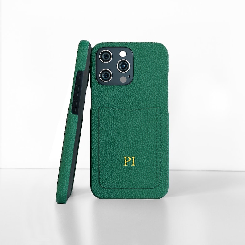 Personalised Genuine Leather Phone case with Card Holder Slot iPhone 13 Pro Max 13 Pro 13 Mini - 12 Pro 12 Pro Max 12 mini image 3