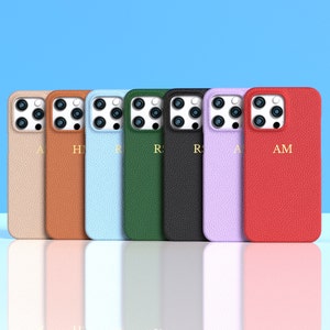 Gepersonaliseerde lederen iPhone-hoesje - iPhone 14 Pro Max Case - iPhone 13 Pro Max, 13 Pro, 13, iPhone 12 Pro Max, 12 Pro aangepast monogram