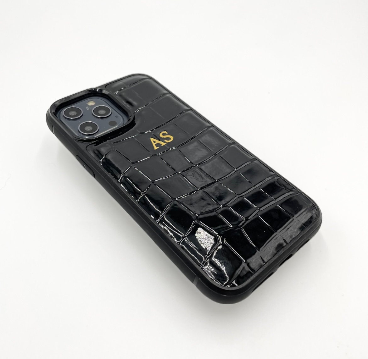 Black Croc Genuine Leather Personalised iPhone Case Crocodile for iPhone 12 12 Mini 12 Pro Max 13 13 Mini 13 Pro Max Etsy Canada