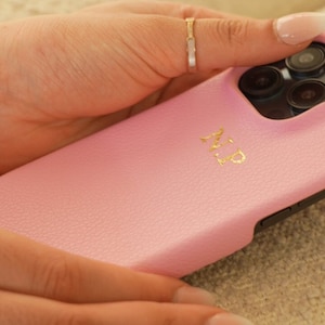 Personalisierte rosa Handyhülle, Leder Handyhülle, benutzerdefinierte iPhone Hülle, iPhone 15 Hülle, 15 plus, 14 Pro Max, 13 mini, 12 Bild 5