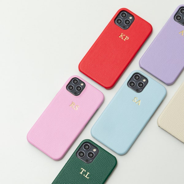 Personalised Vegan Leather iPhone Case, initials custom phone case,  iPhone 14 case, 14 pro max, 13, 13 pro max,12 Pro, 15 Pro Max 15 Pro 15