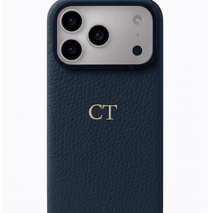Personalised Genuine Leather Phone Case, iPhone 16 Pro Max, 16 Pro, 16, 15 Pro Max, 15 Pro, 15 Case, Custom Monogram iPhone Case, Initials image 3