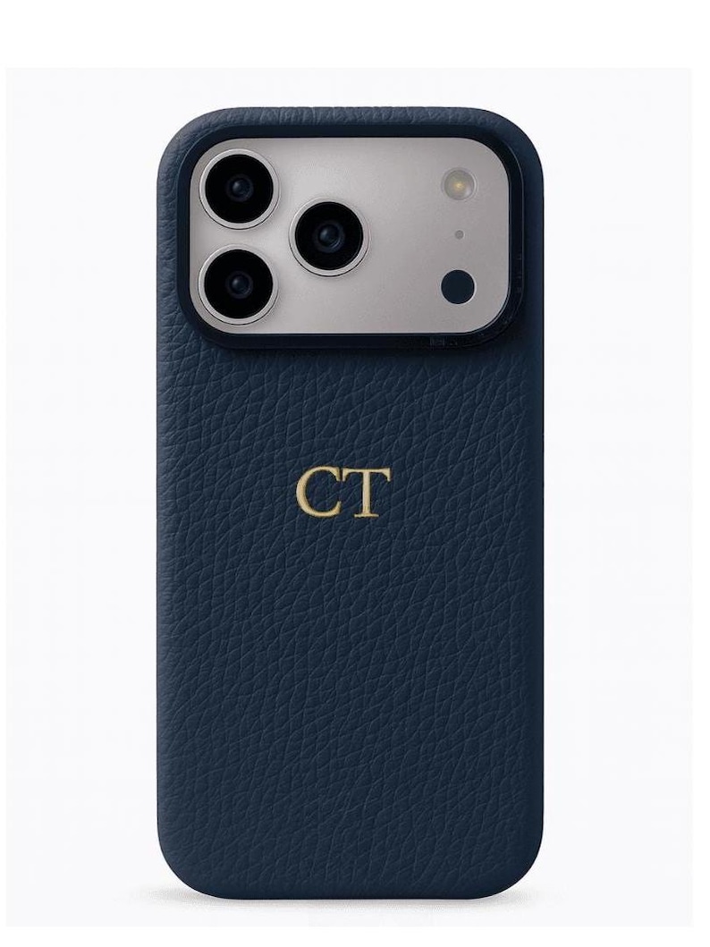 Personalised Genuine Leather Phone Case, iPhone 16 Pro Max, 16 Pro, 16, 15 Pro Max, 15 Pro, 15 Case, Custom Monogram iPhone Case, Initials image 3