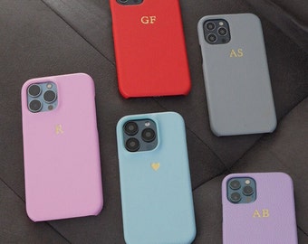 Personalised Leather iPhone Case, iPhone 15 Pro Max, 15 Pro, 15, 15 plus, 14, 14 Pro, 14 Pro Max, 13 Pro Max, 12 Custom Initials Phone Case