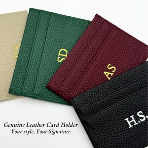 Portefeuille personnalisé porte-cartes en cuir véritable, cadeau personnalisé pour lui, garçons d'honneur, demoiselle d'honneur, portefeuille mince minimaliste pour cartes, cadeau de mariage
