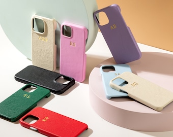 Personalised Leather iPhone Case, iPhone 15 Pro Max, 15 Pro, 15, 15 plus, 14, 14 Pro, 14 Plus, 14 Pro Max, 13 Custom Initials Phone Case