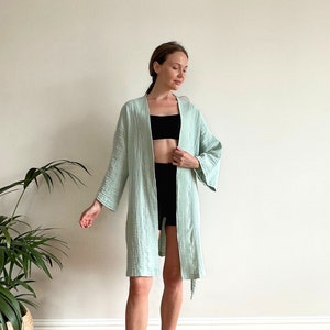 100% Cotton Muslin Kimono , Soft Cotton Kimono , Summer Kimono , Spa Robe , Bohemian Robe , 5 Color , Luxury , Short size , Casual , Premium