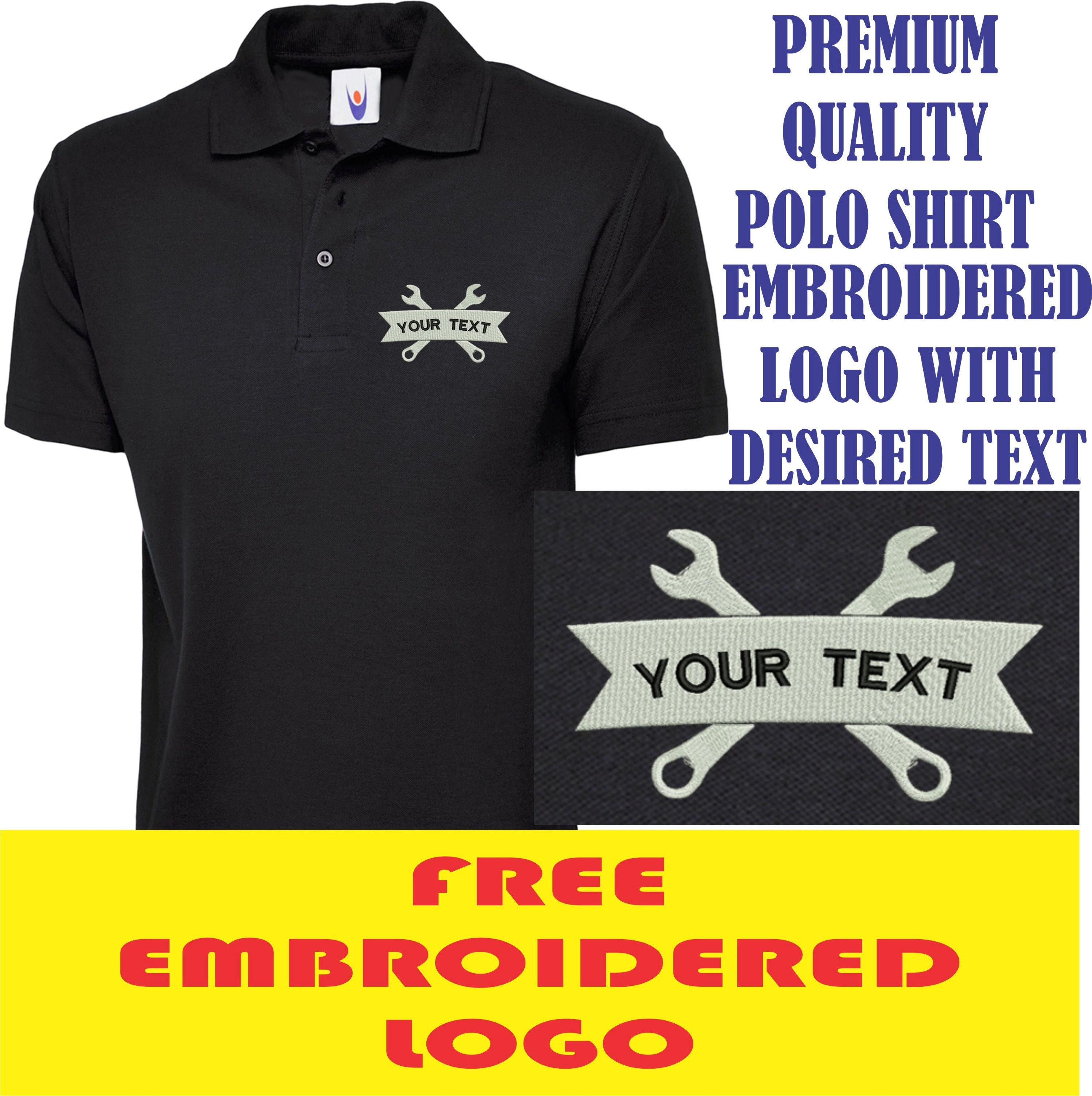 Personalised Embroidered Polo Shirt Mechanic Logo With Custom Etsy