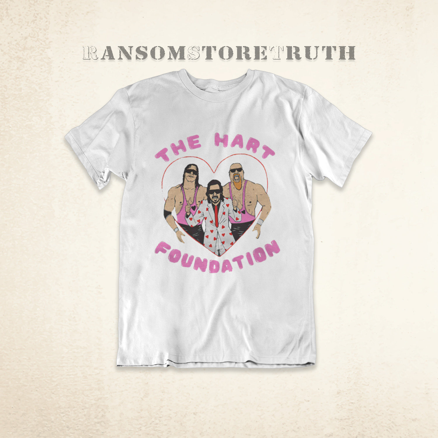 Funny The Hart Foundation White Unisex T-Shirt