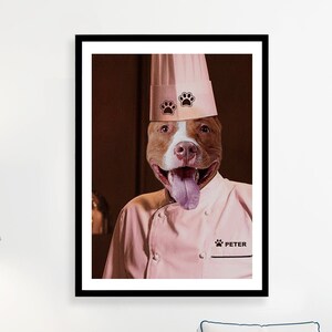 Chef Pet Portrait, Professional Pet Portrait, Pets in Uniform Pet Portrait, Funny Pet Portrait, Cute Pet Portrait, Framed Portraits for Pets