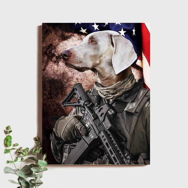 Pet Portrait Soldier, Pet Army Gifts, Military Art Pet Portrait, Dog portrait, Dog painting, Dog Lover Portrait Gifts, Funny Pet Lover Gifts