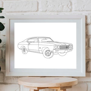 Car Line Art Poster, Custom Line Art Portrait, Car Enthusiast Line Art Poster Gift, Car Lover Custom Portrait Gift, Personalized Line Art