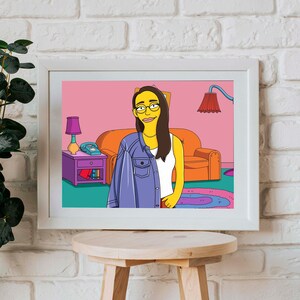 Custom Yellow Cartoon Portrait, Custom Cartoon Posters, Customized Cartoon Digital Art Print Gift, Cartoon Custom Digital Art Portrait Gifts