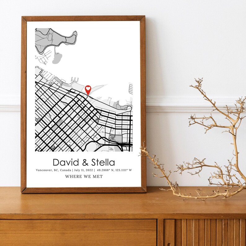 Custom Couple Map, Personalized Map Poster, First Date Map, Where We ...