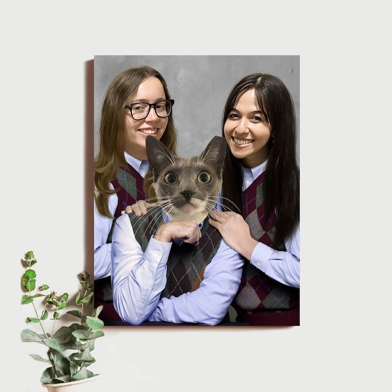 Retrato divertido de perro, retratos personalizados de mascotas y dueños, regalo para hermanastros, retratos divertidos de mascotas, regalos personalizados de retratos de mascotas, regalos divertidos para perros imagen 8