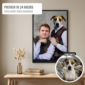 Retrato personalizado de la mascota de Step Brothers a partir de una foto, retrato divertido de perro, regalo de Navidad para él, regalo personalizado para amantes de las mascotas, regalo de amigo invisible.