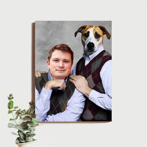 Custom Brothers Pet Portrait, Best Friends Gift Ideas, Pet Portraits, Funny Custom Pet Portraits, Custom Portrait, Personalized Canvas Art
