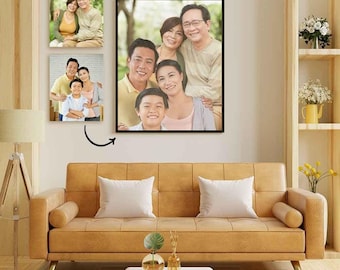 Merge Photos to Family Portrait, Custom Memorial Family Portrait, Combine Photos to Family Portrait Gift, Personalized Family Portrait Gifts