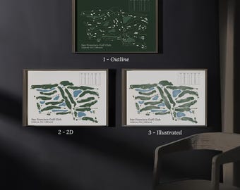 Custom Golf Course Map, Personalized Golf Course Poster, Custom Golf Course Canvas Print, Digital Art Golf Course Map, Custom Poster Gifts