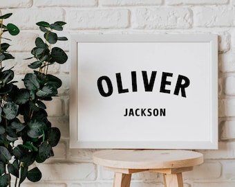 Personalized Baby Name Poster, Custom Baby Name Portrait, Baby Name Canvas Poster, Digital Print of Baby Name for Nursery, New Baby Poster