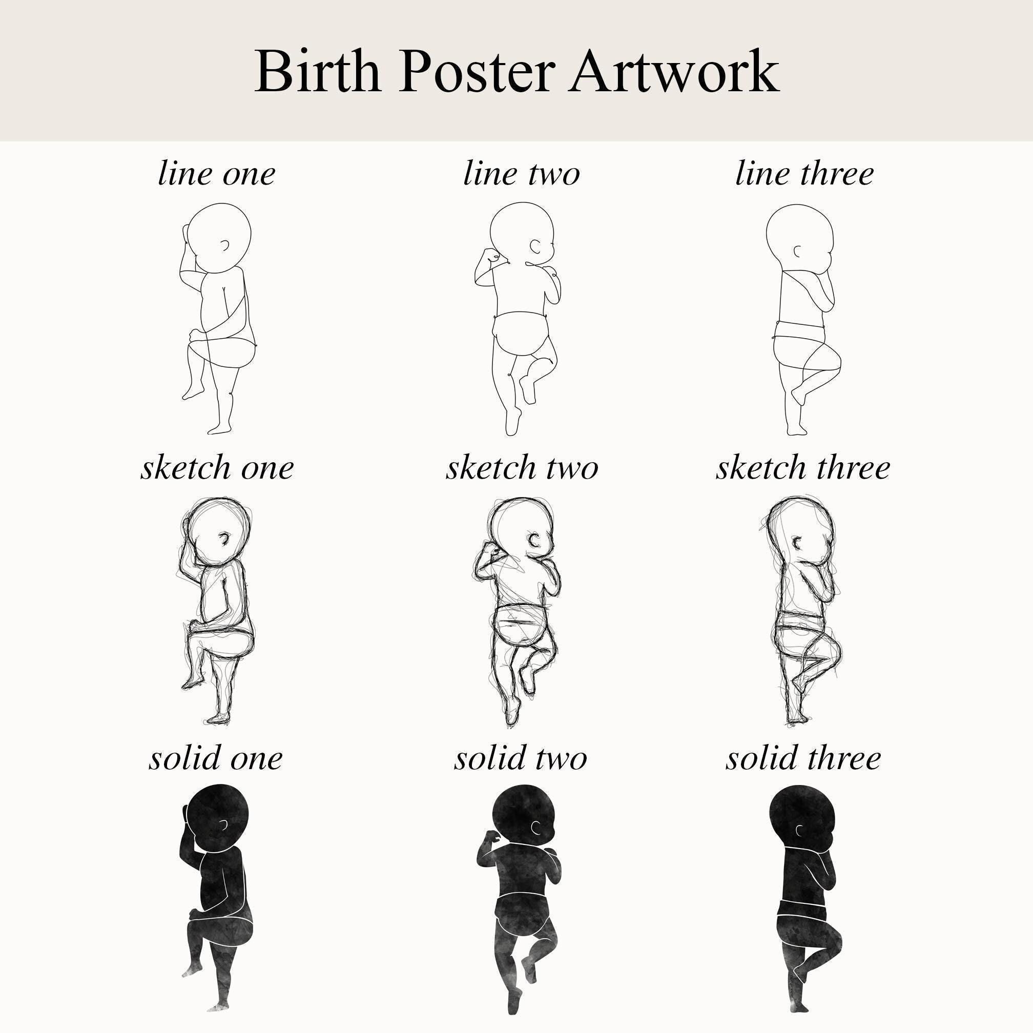 Birth Poster for Babies, Custom Birth Poster for Newborns, Line Art ...