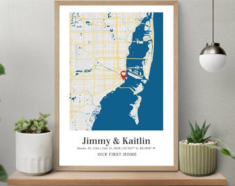 Custom Couple Map, Personalized Map Poster, First Date Map, Where We Met Map, First Home Map, Custom Map Gift, Anniversary Map, Wedding Maps