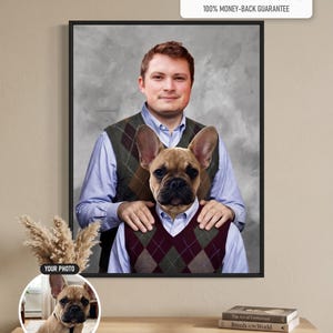 Step Brothers Pet Portrait Custom From Photo, Funny Dog Portrait, Christmas Gift for Him, Personalized Pet Lover Gift, Secret Santa Gift
