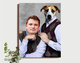 Custom Portrait, Pet Portrait Gift, Best Friends Gift Ideas, Customized Canvas Art, Custom Brothers Pet Portrait, Funny Custom Pet Portraits