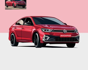 Personalized Illustrated Car Portrait, Custom Car Portrait, Personalized Car Poster, Car Enthusiast Car Poster Gift, Custom Car Lover Poster
