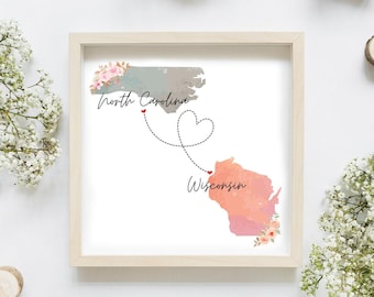 State to State Poster Gift, Digital Moving Away Posters, Custom State to State Prints, Long Distance Relationship Poster, Moving Away Prints