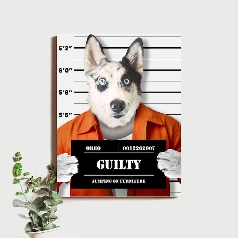 Gag Pet Mugshot Portrait, Personalized Gag Pet Portrait, Funny Pet Portrait Gift, Custom Funny Pet Portrait, Mugshot Pet Portrait Gag Gifts image 1