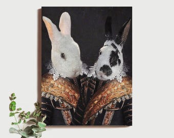 Gag Pet Portraits, Rabbits Pet Portrait Gifts, Personalized Pet Portrait, Canvas Pet Portrait, Renaissance Pet Portrait Gifts, Gag Portraits