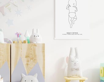 BIRTH POSTER in scale 1:1 / Personalized birth poster / Baby poster / birth print / Newborn illustration / digital image file / Custom Print