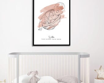 Retrato de bebé en lienzo, retratos de bebé personalizados, regalos de retrato de bebé personalizados, retratos para recién nacidos, regalos de retrato para baby shower