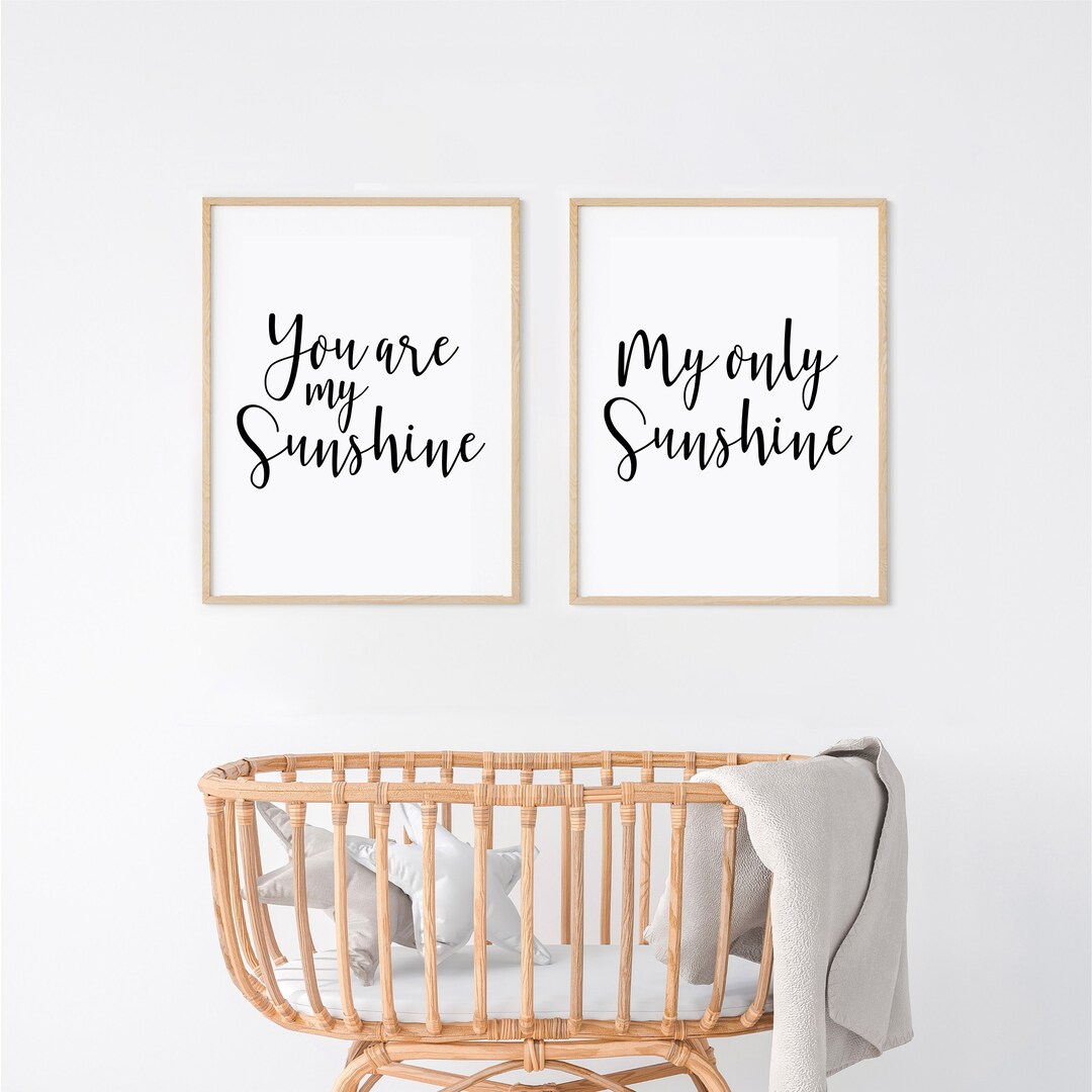 Set of 2 Nursery Wall Decor, You Are My Sunshine My Only Sunshine, Wood Framed Sign, Nursery