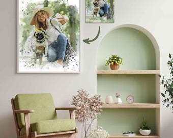 Gifts for Loss of a Dog, Pet Loss Memorial Portrait with Angel Wings and Halo, Custom Pet Loss Digital Print, Memorial Pet Portrait Gifts