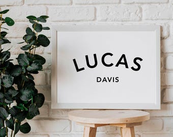 Nursery Baby Name Poster, Custom Baby Name Portrait Gifts, Personalized Baby Shower Name Poster, Custom New Baby Name Digital Poster Gifts