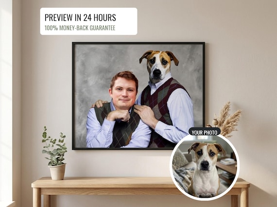 Custom Pet and Owner Portrait, Personalized Dog and Owner Print From Photo, Dog Mom Christmas Gift, Funny Pet Portrait, Pet Lover Gift