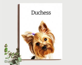 Personalized Pet Portrait, Cute Dog Portrait, Digital Pet Poster, Digital Print Gifts, Custom Pet Portrait, Cute Dog Canvas Portrait Gifts