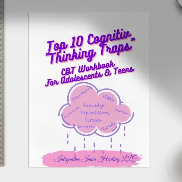 Top 10 Thinking Traps,PDF, cbt worksheet, depression help, anxiety, self help, cbt, therapy, counseling, self esteem building, teen, adult