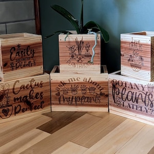 Cedar Planters with Whimsical Sayings for Window Sills and Tables | Succulent Planter | Plantaholic | Window Herb Planter | Indoor Planter