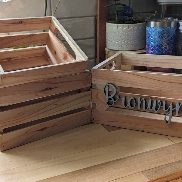 Personalized Wooden Crate - Cedar - Nesting - Set of 3 - Rustic Wood Farmhouse Display Crate Multifunction Storage Bin - Photo Prop Crate