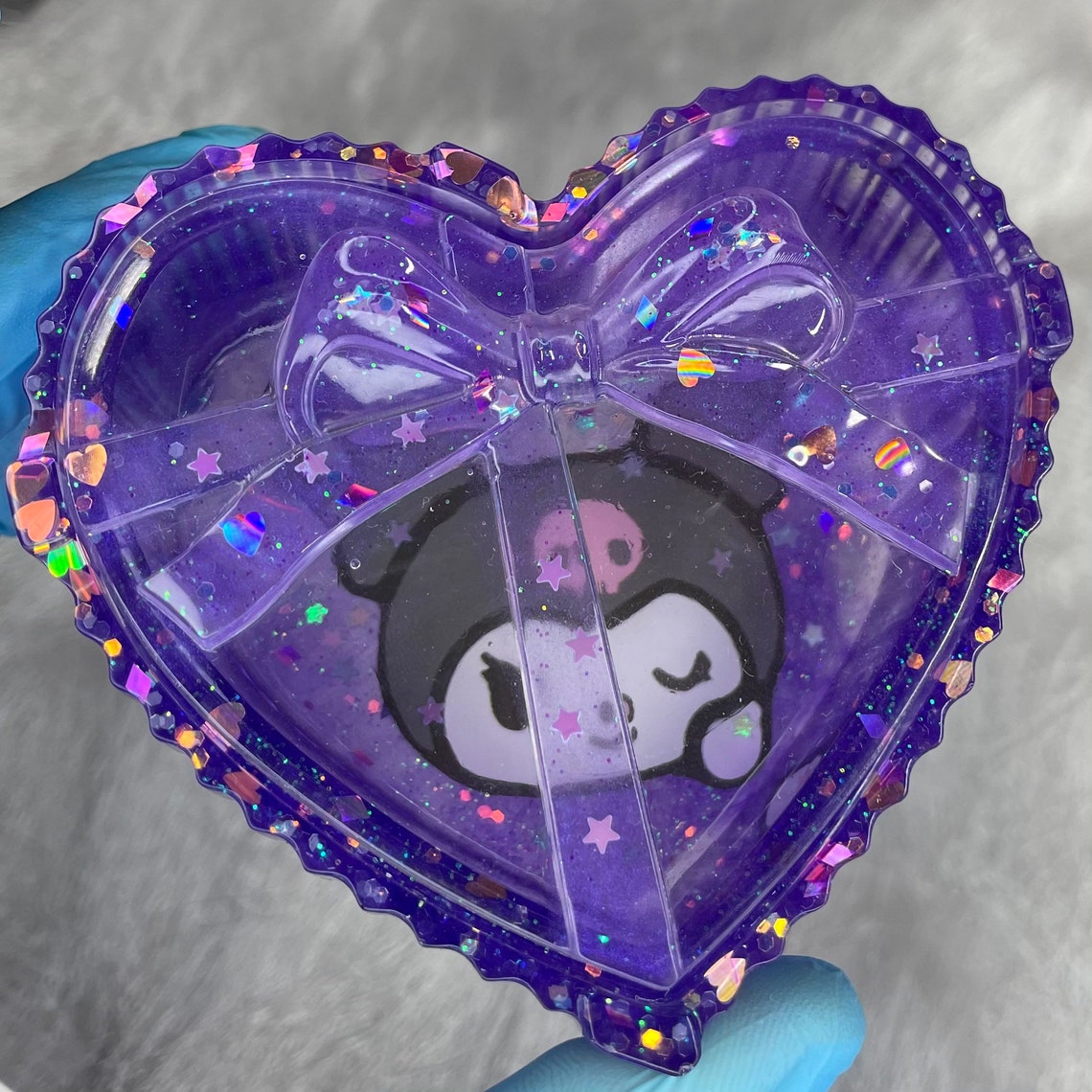 Kuromi resin jewelry box ashtray with lid heart shape Etsy