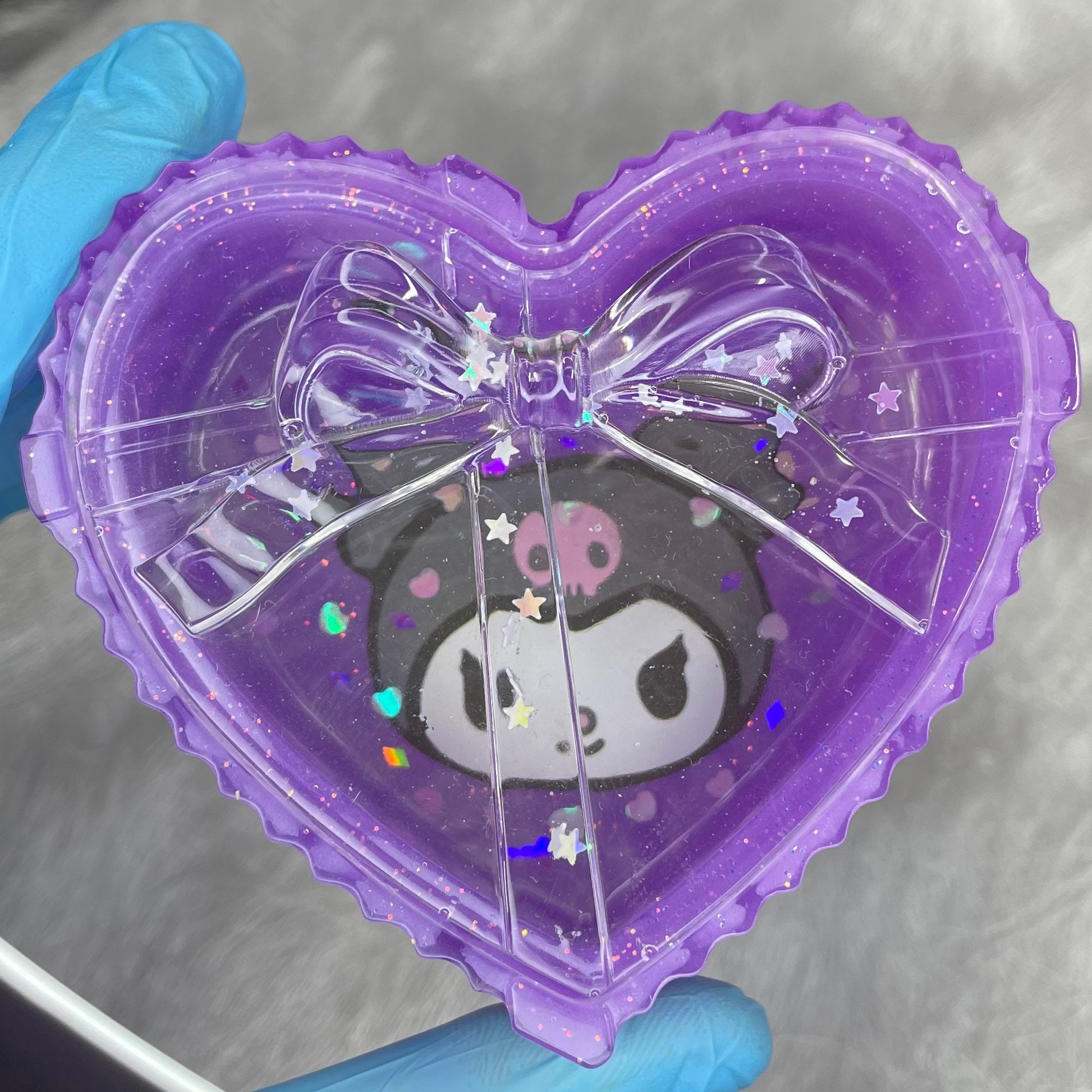Kuromi resin jewelry box ashtray with lid heart shape Etsy