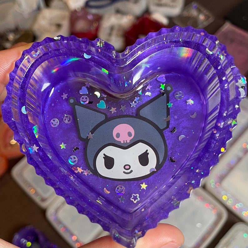 Kuromi Resin Jewelry Box Ashtray With Lid Heart Shape Etsy